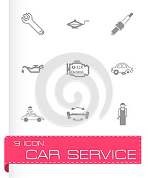 Vector black car service icons set