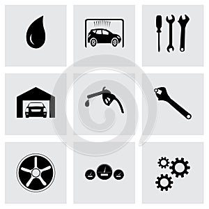 Vector black car service icons set