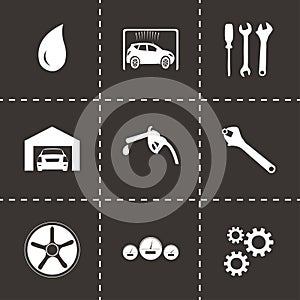 Vector black car service icons set