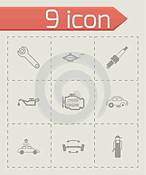 Vector black car service icons set