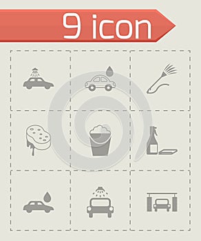 Vector black car wash icons set