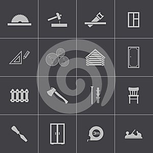 Vector black carpentry icons set