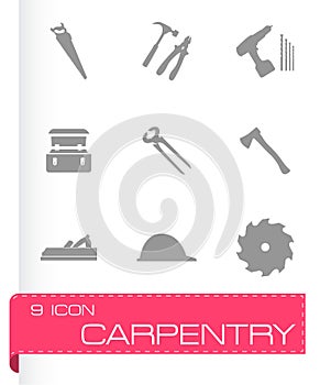 Vector black carpentry icons set