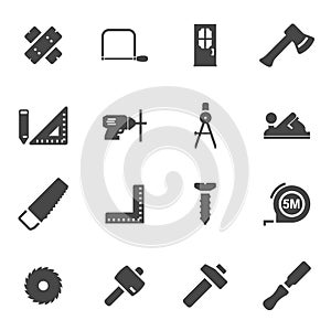 Vector black carpentry icons set