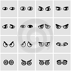 Vector black cartoon eyes icon set