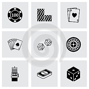 Vector black casino icons set