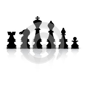 Vector Black Chess Pieces Isolated