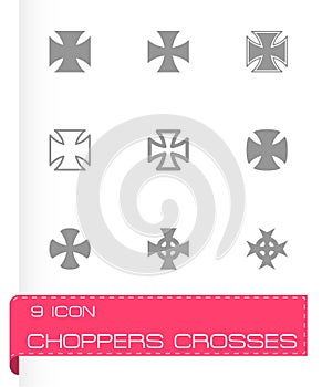 Vector black choppers crosses icon set