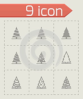 Vector black christmas tree icon set