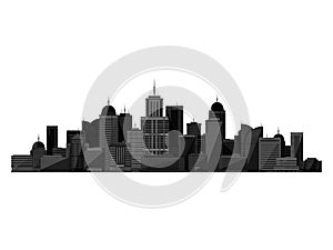 Vector black city silhouette isolated on white background.