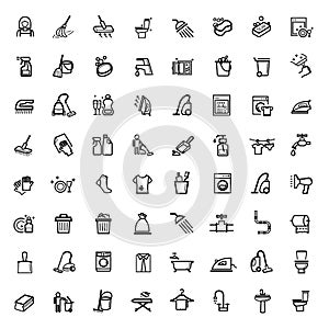 Vector black cleaning icons set