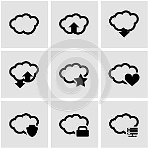 Vector black cloud icon set