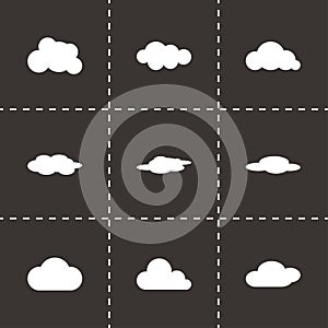 Vector black cloud icon set