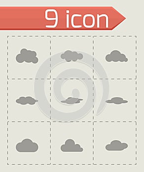 Vector black cloud icon set