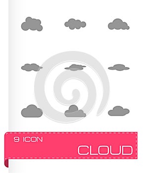 Vector black cloud icon set