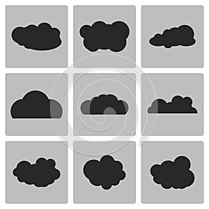 Vector black cloud icon set