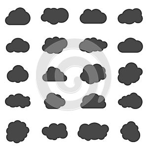 Vector black cloud shapes set