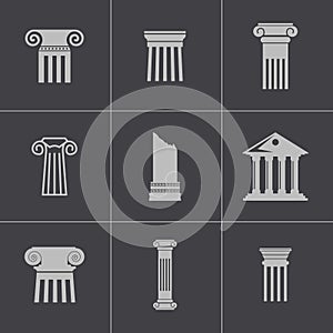 Vector black column icons set