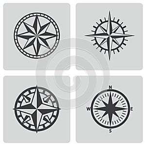 Vector black compass icons set