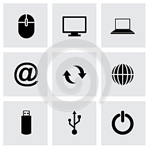 Vector black computer icon set