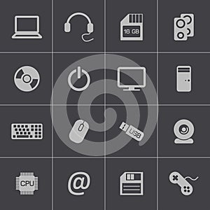 Vector black computer icons set