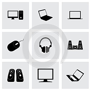 Vector black computer icons set