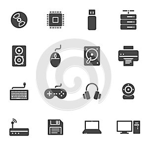 Vector black computer icons set