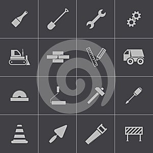 Vector black construction icons set