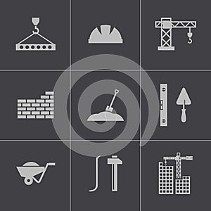 Vector black construction icons set