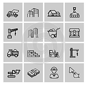 Vector black construction icons set