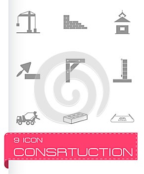 Vector black construction icons set