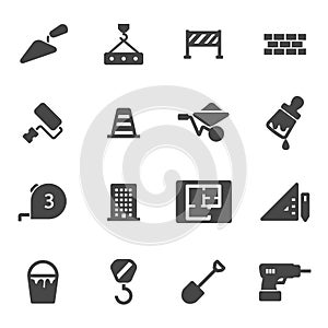 Vector black construction icons set