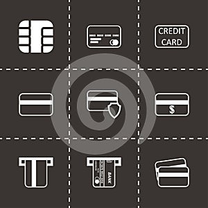 Vector black credit card icon set