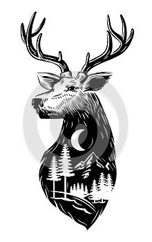 Vector black Deer head