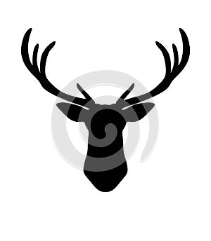 Vector black deer head silhouette