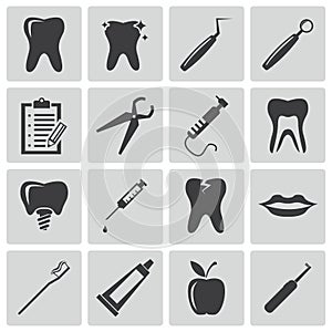 Vector black dental icons