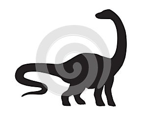 Vector black diplodocus dinosaur silhouette