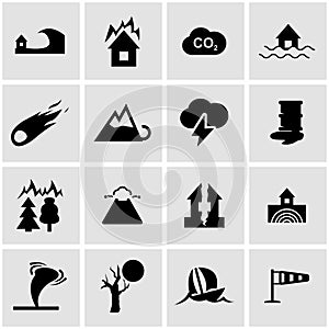 Vector black disaster icon set