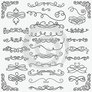 Vector Black Doodle Hand Drawn Swirls Collection