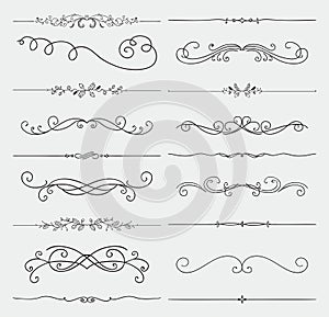 Vector Black Doodle Hand Drawn Swirls Collection