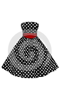 Vector black dress with white polka dots photo