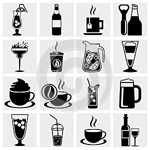 Vector black drinks & beverages icons set