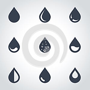 Vector black drop icon set