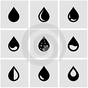 Vector black drop icon set