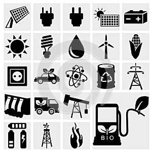 Vector black eco energy icons set