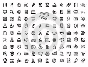 Vector black education icons set