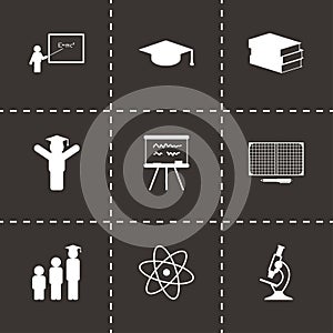 Vector black education icons set