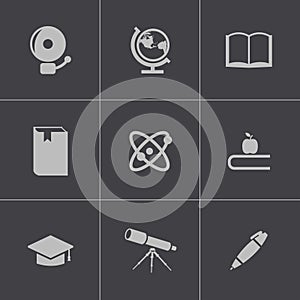 Vector black education icons set