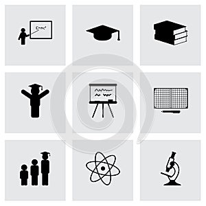 Vector black education icons set