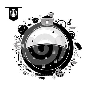 Vector black education icons set